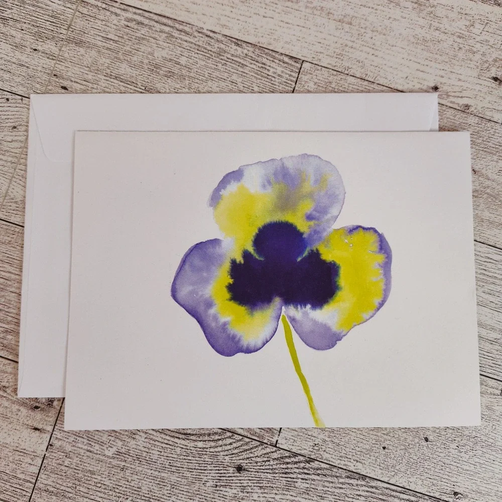 Watercolor Flower Blank Note Card Floral Stationery Greeting Card‎ Any Occasion